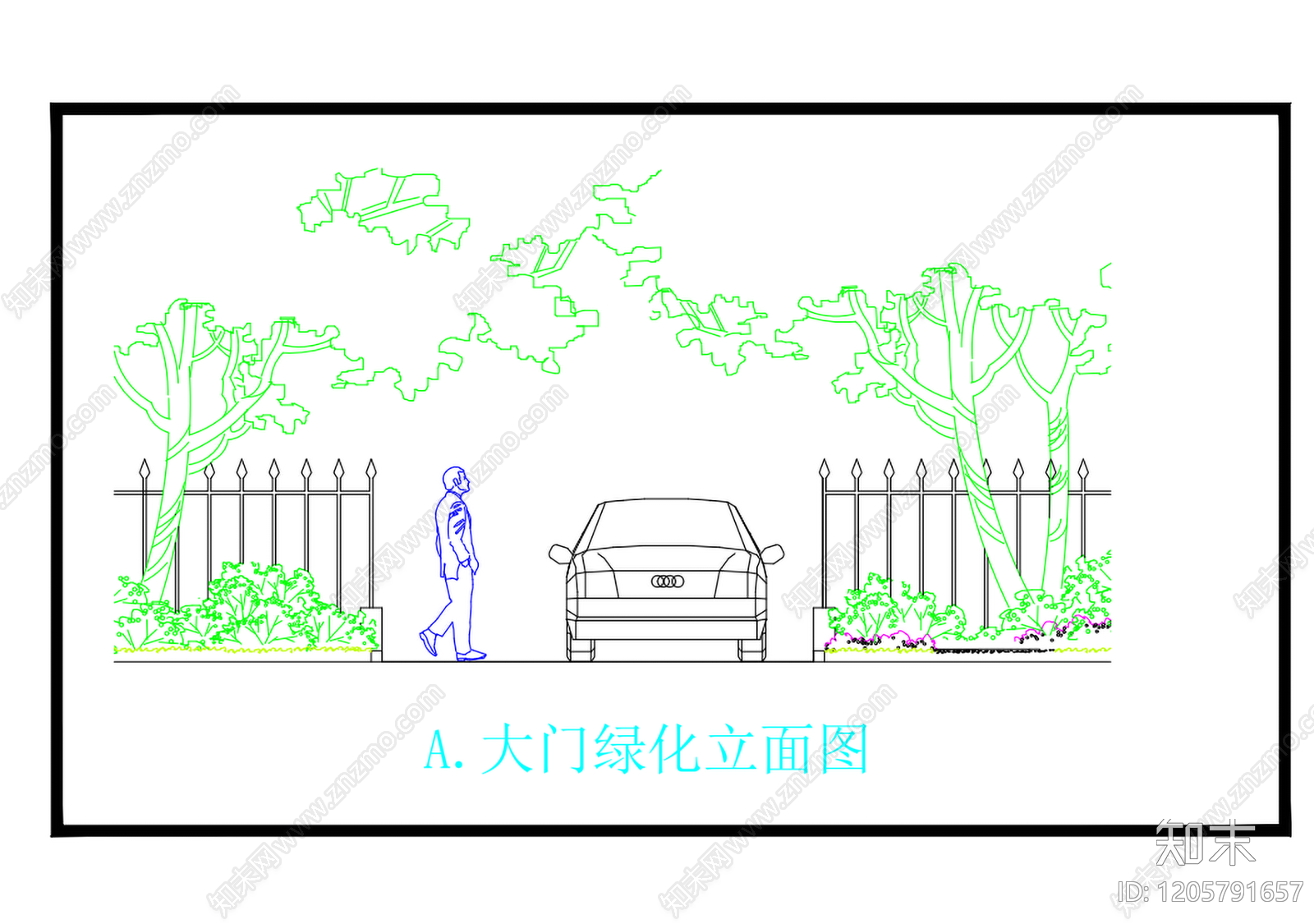 现代庭院cad施工图下载【ID:1205791657】