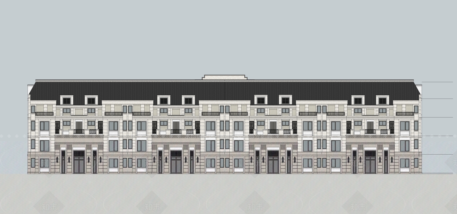法式现代多层住宅SU模型下载【ID:1205792490】