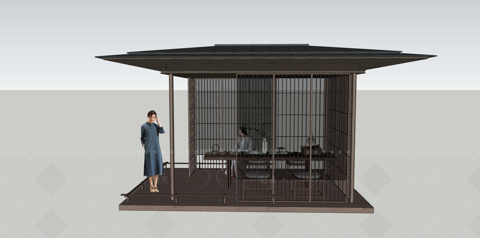 新中式日式亭子SU模型下载【ID:1205794543】