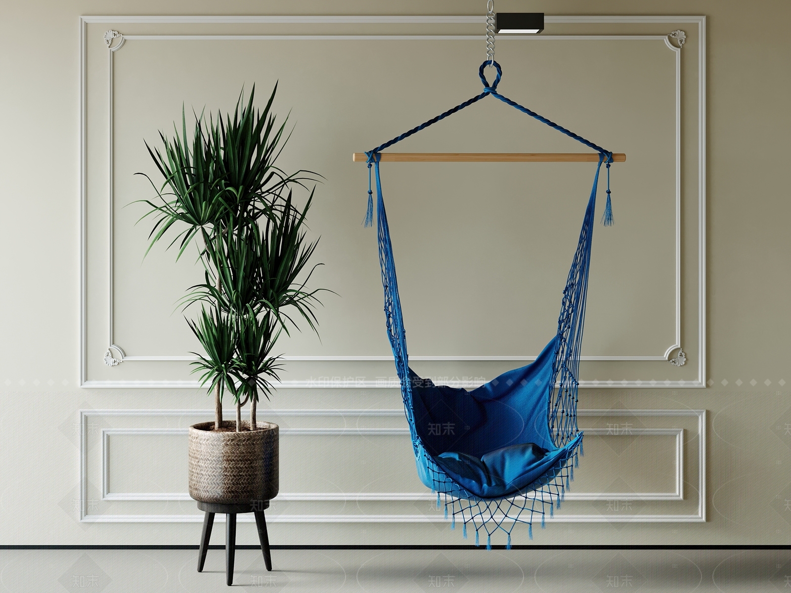 现代美式吊椅3D模型下载【ID:1205797044】