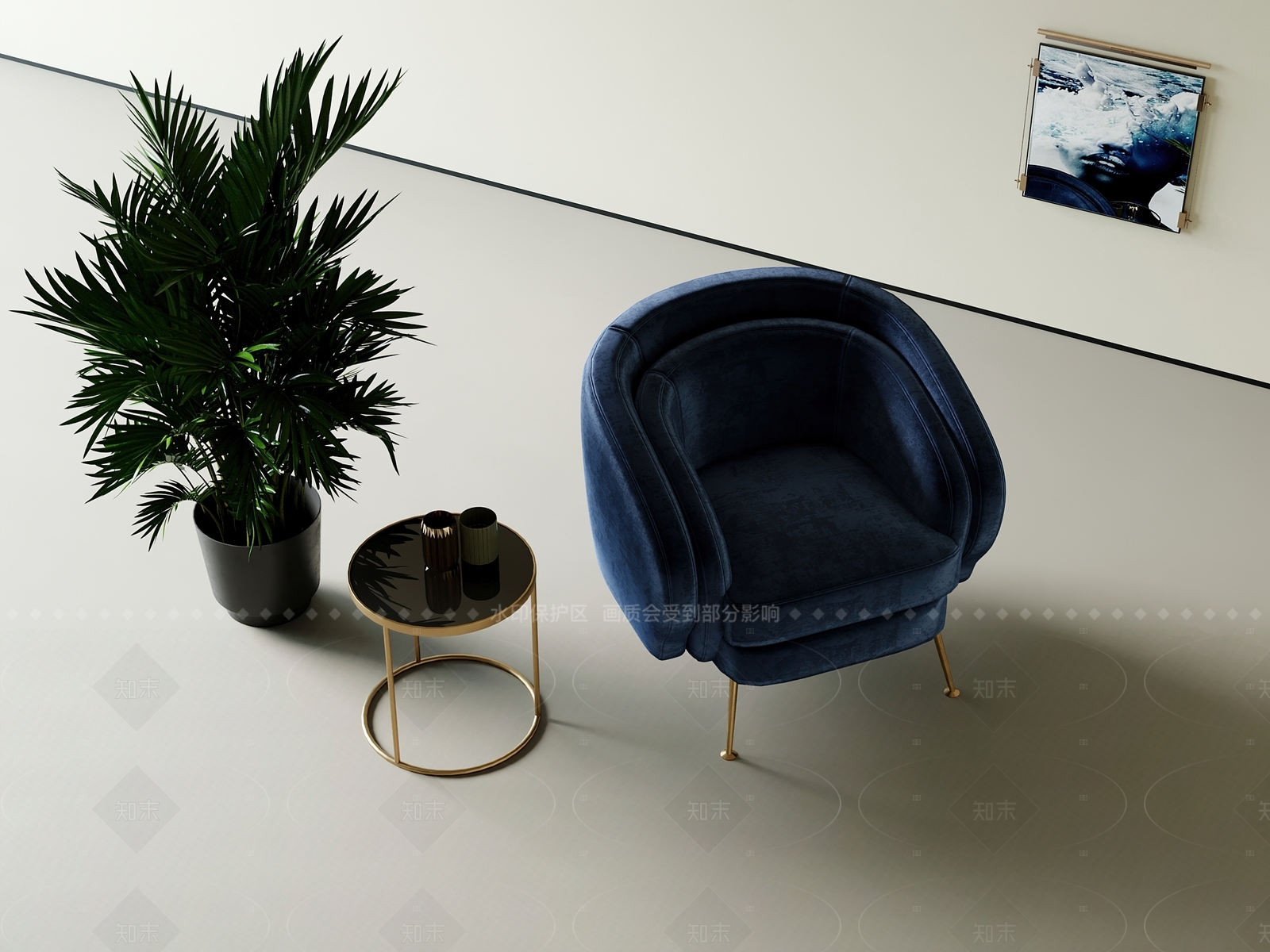 现代轻奢休闲椅3D模型下载【ID:1205798909】
