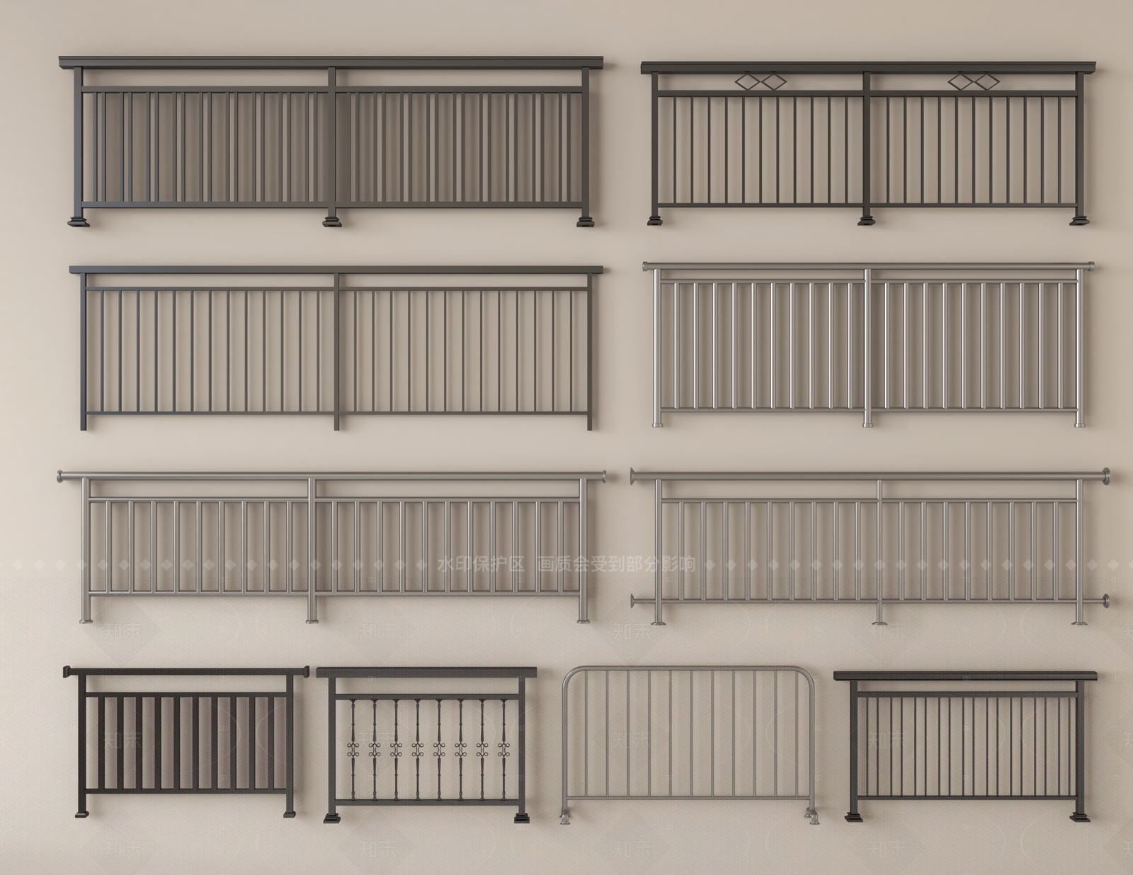 现代栏杆3D模型下载【ID:1205799144】
