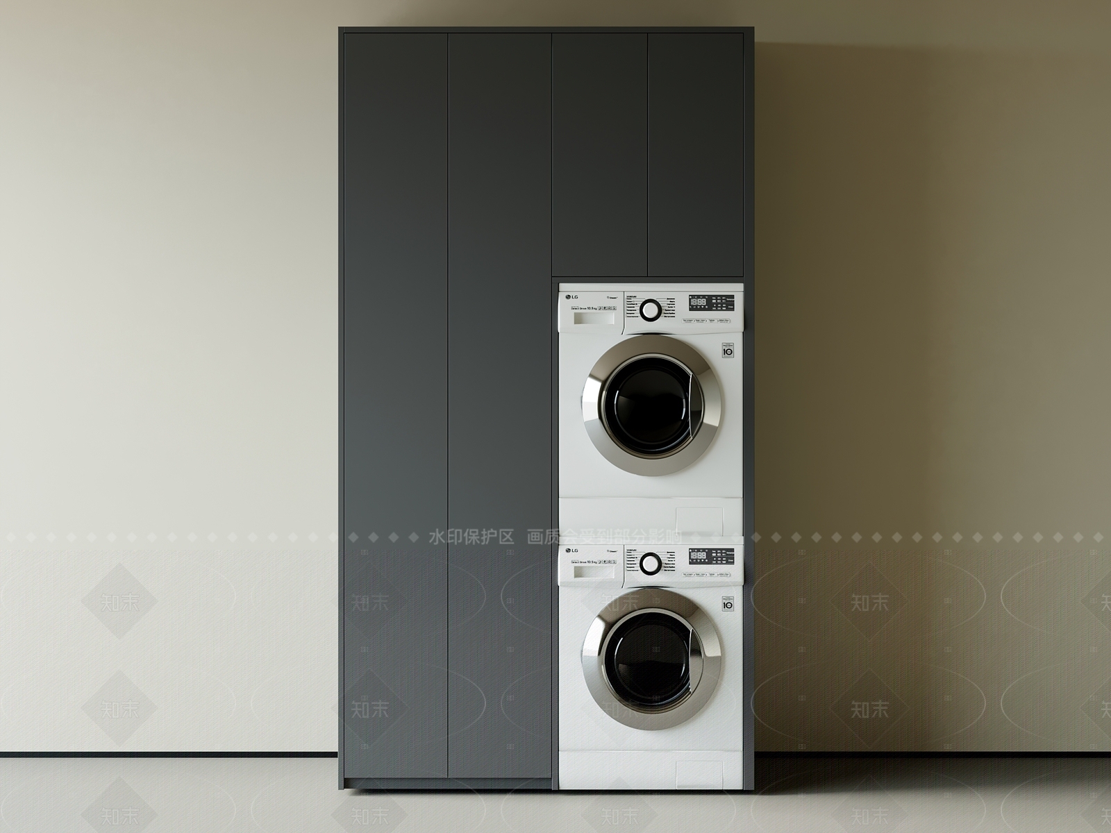 现代洗衣机柜3D模型下载【ID:1205800288】
