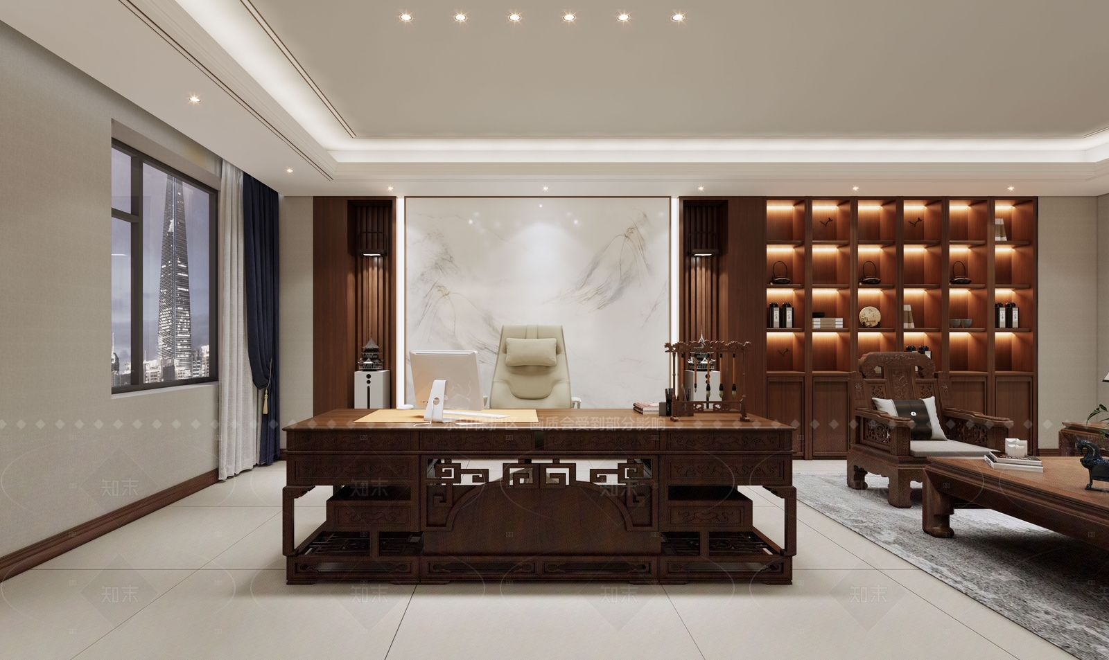 新中式中式办公室SU模型下载【ID:1205801493】