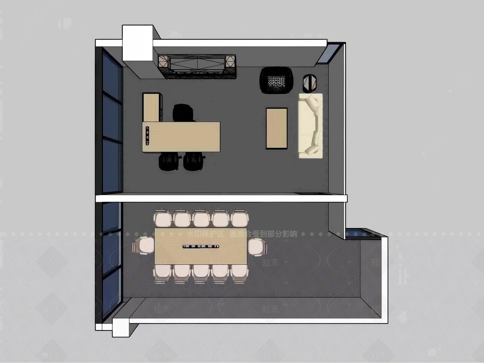 现代简约书桌椅SU模型下载【ID:1205801317】