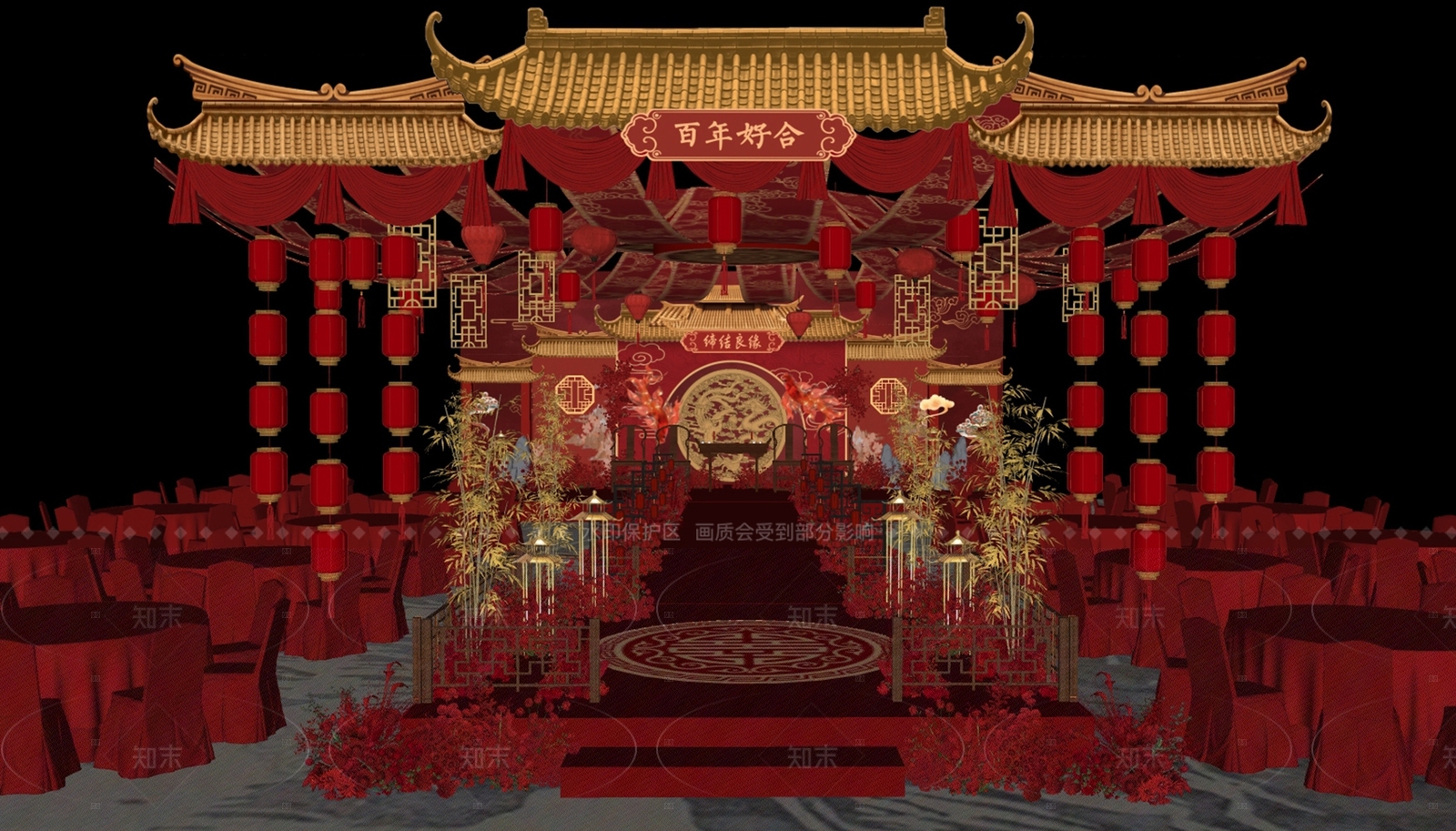中式宴会厅SU模型下载【ID:1205803680】