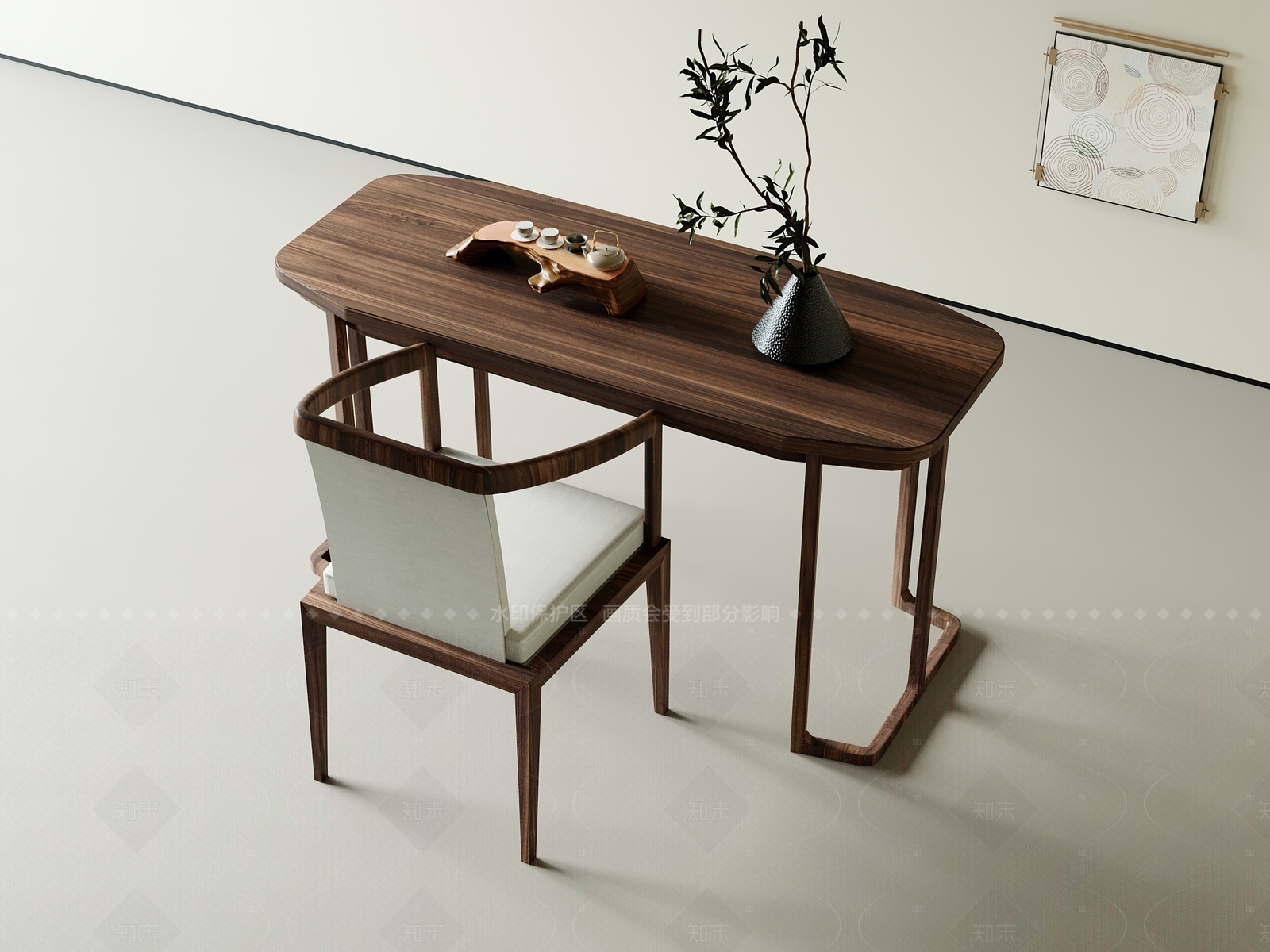 现代书桌椅3D模型下载【ID:1205805491】