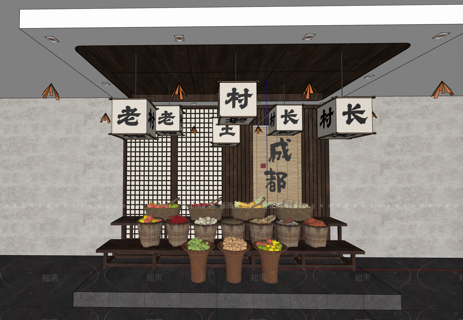 新中式中式中餐厅SU模型下载【ID:1205806336】