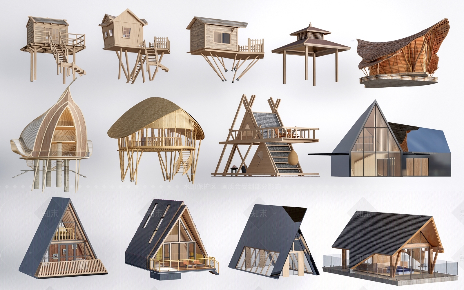 现代民宿建筑SU模型下载【ID:1205807551】