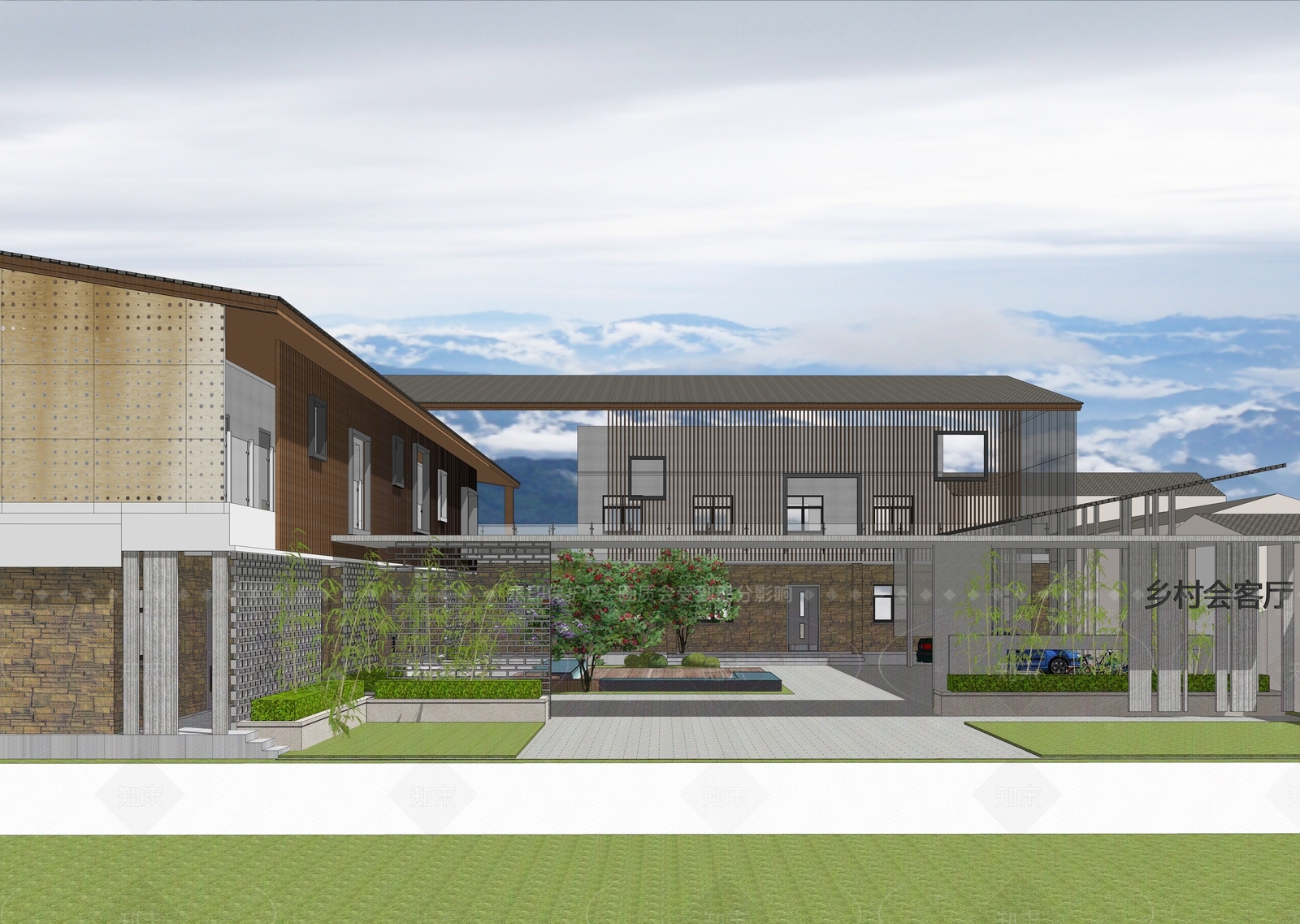 现代中式活动中心SU模型下载【ID:1205807611】