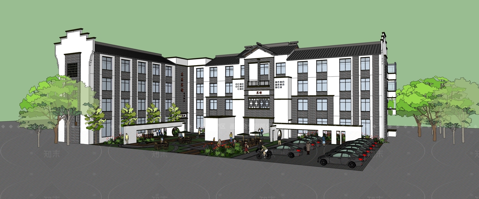 新中式其他商业建筑SU模型下载【ID:1205807832】