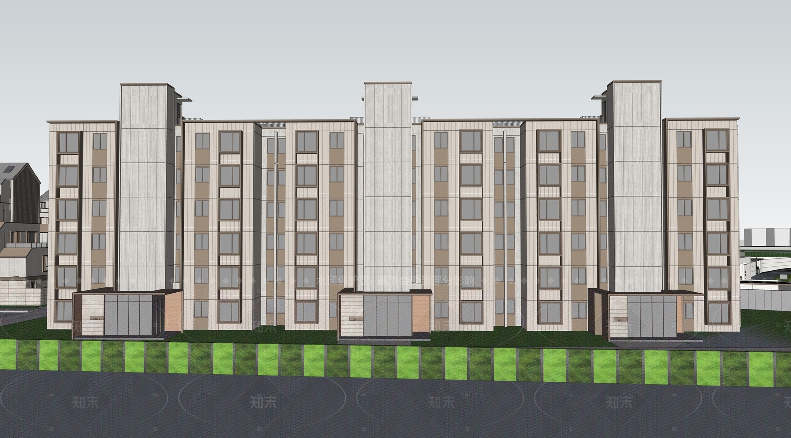 现代多层住宅SU模型下载【ID:1205808080】
