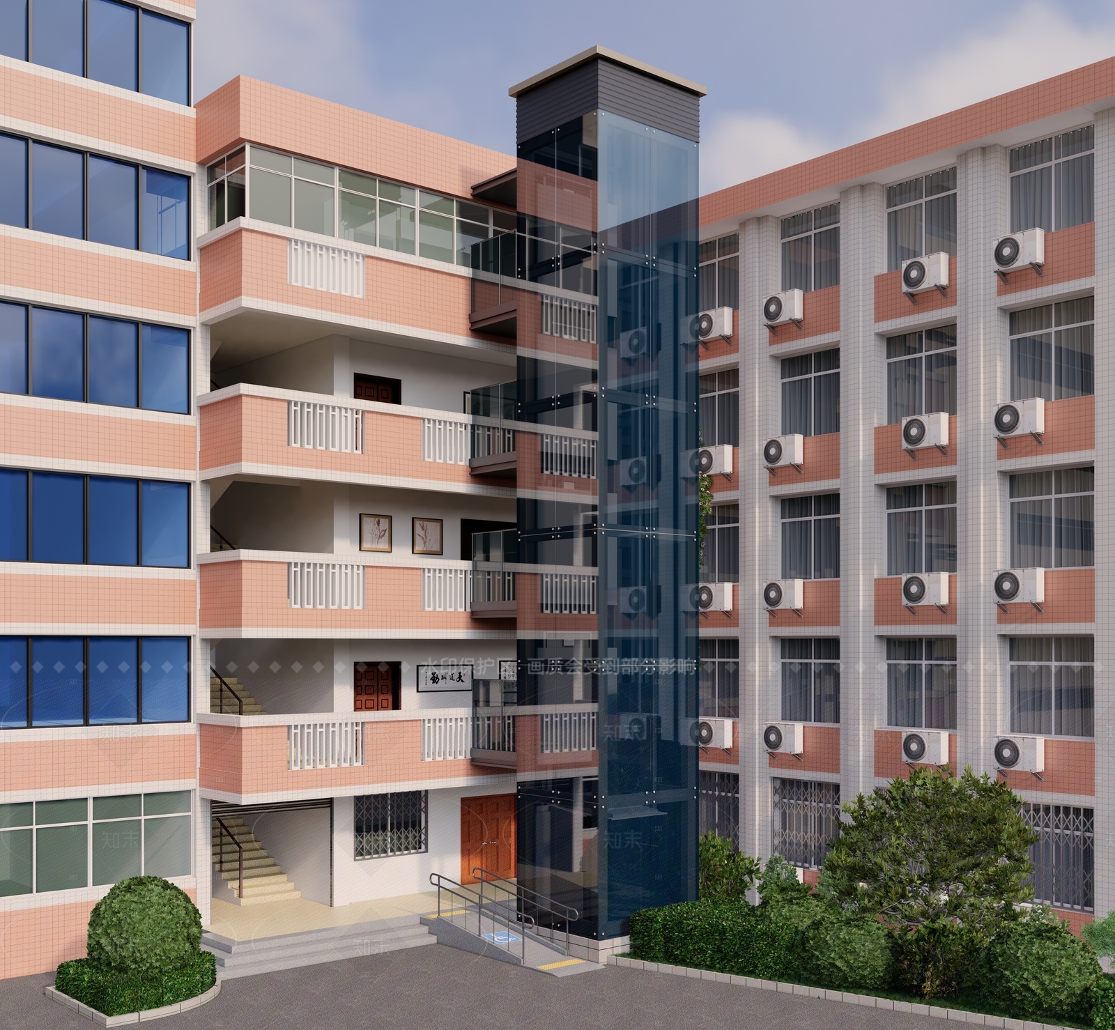 现代新中式观光电梯SU模型下载【ID:1205809702】