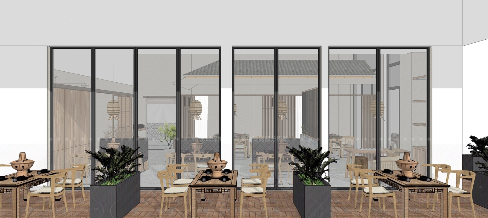 新中式火锅店SU模型下载【ID:1205809801】