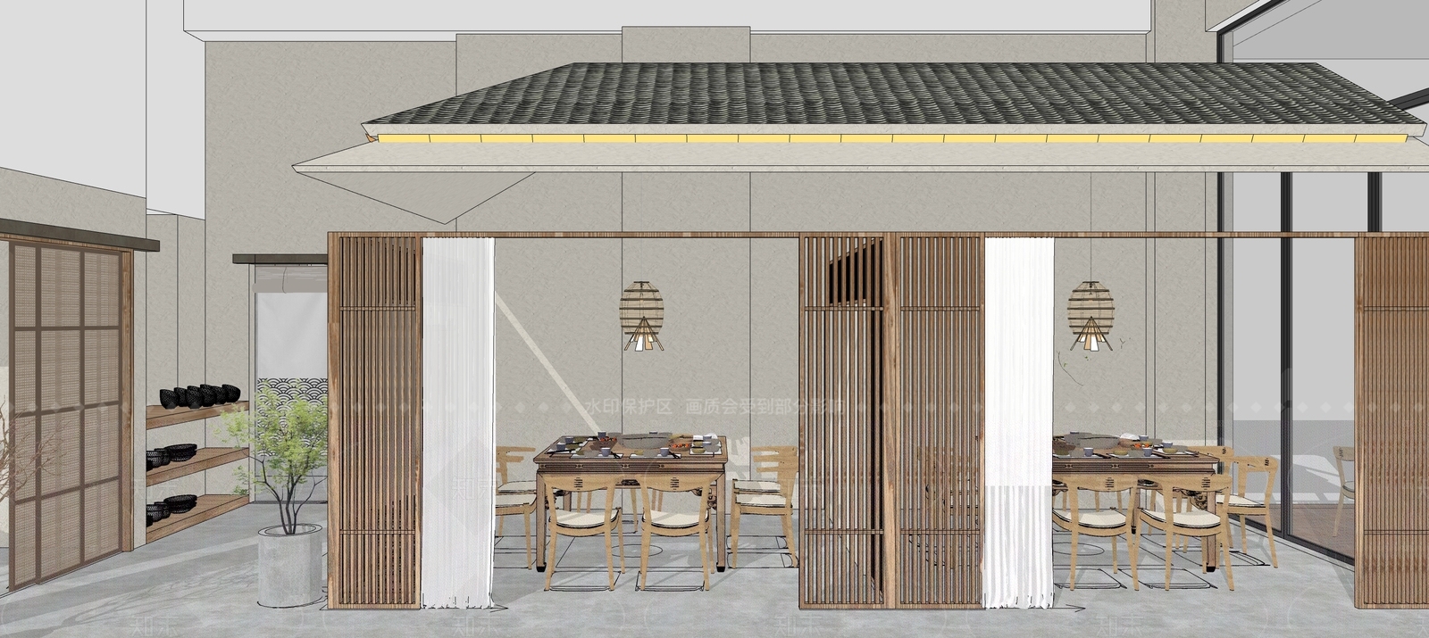 新中式火锅店SU模型下载【ID:1205809801】