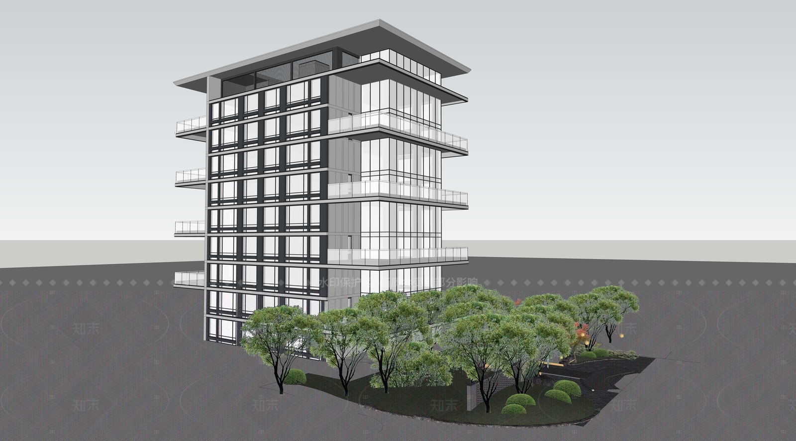 现代多层住宅SU模型下载【ID:1205810830】