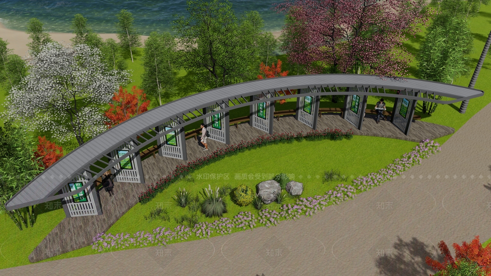 现代廊架SU模型下载【ID:1205810863】