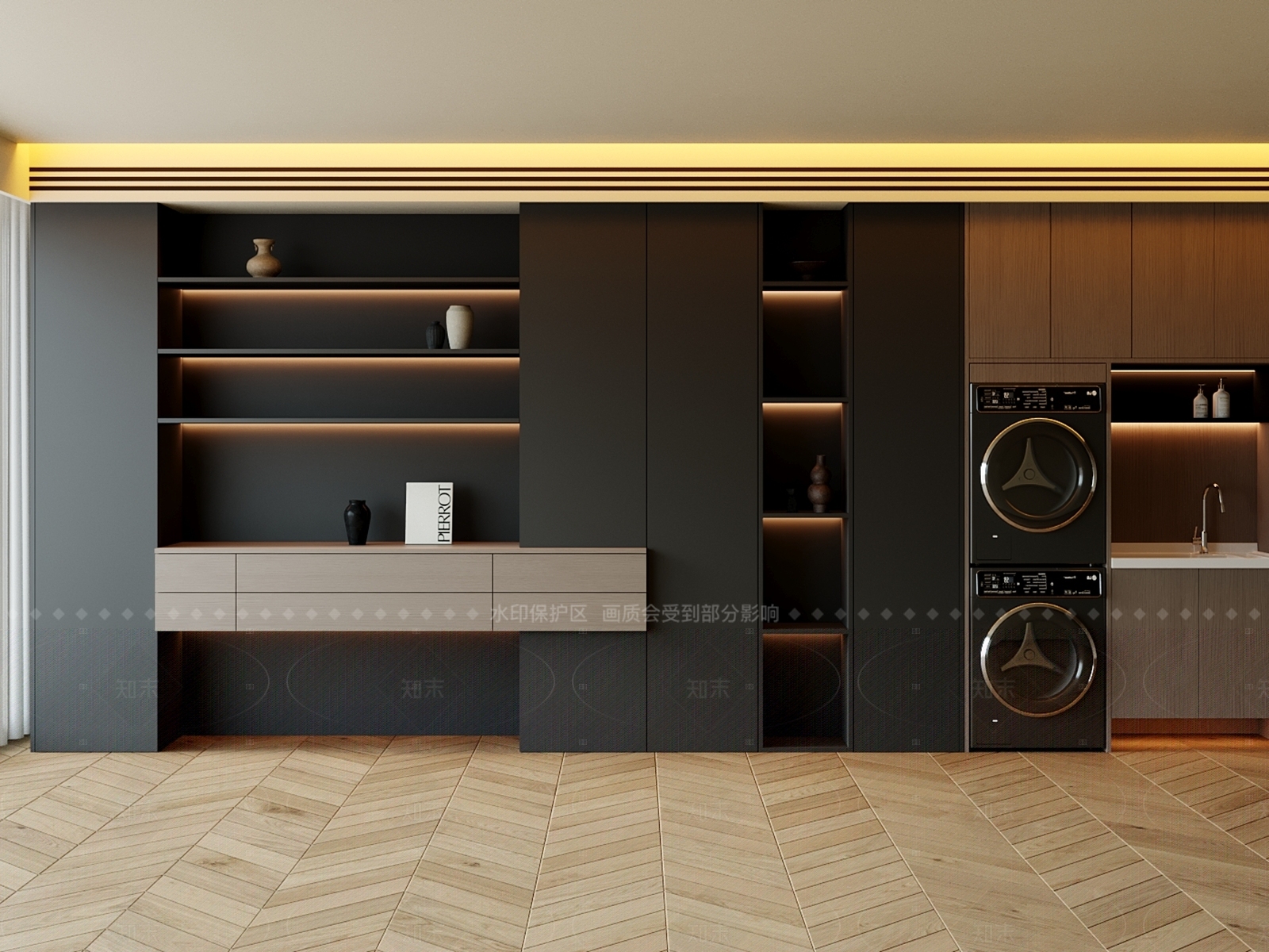 现代简约洗衣机柜3D模型下载【ID:1205813948】