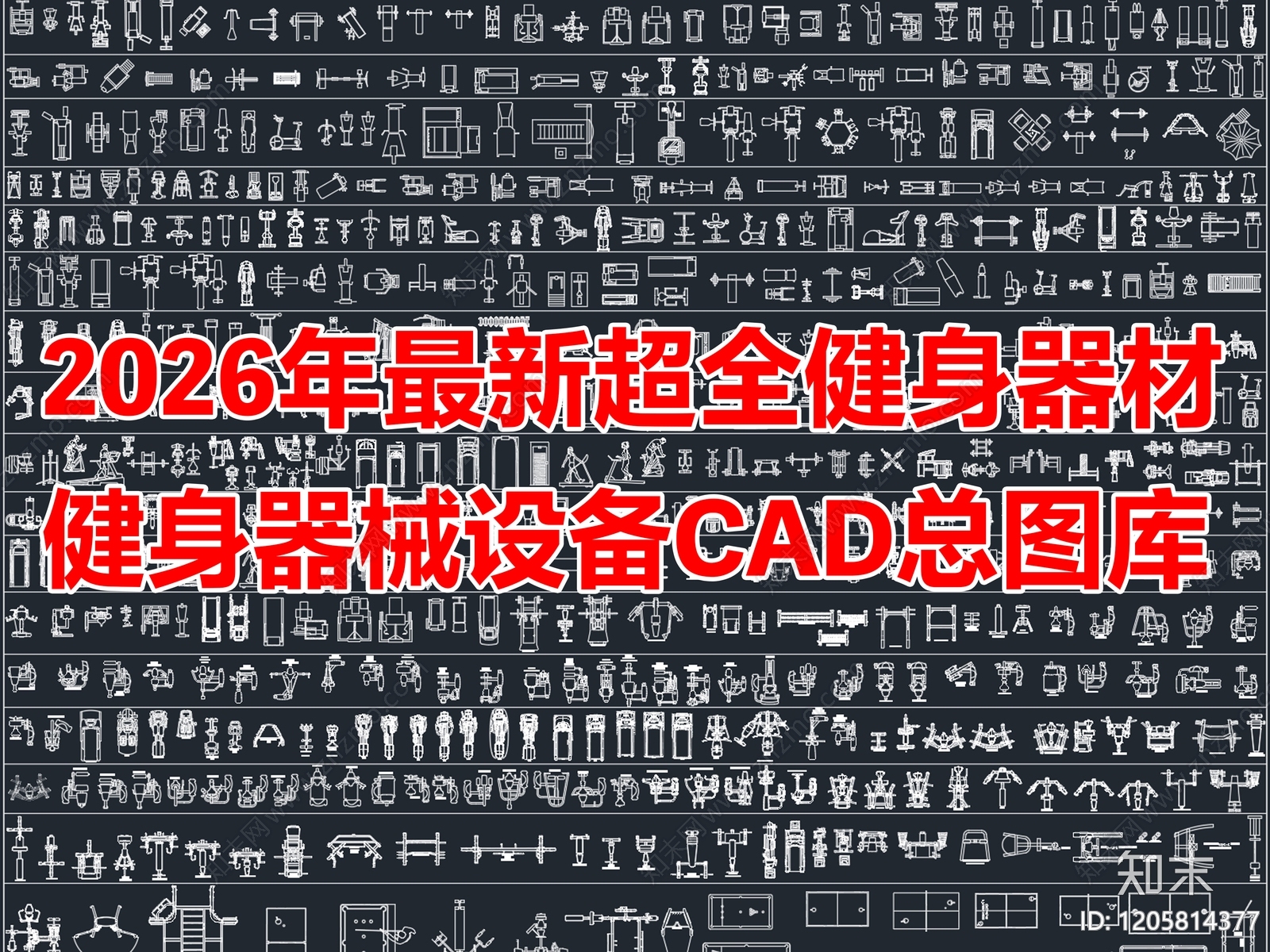 2026年最新超全健身器材运动器械设备CAD图库施工图下载【ID:1205814377】