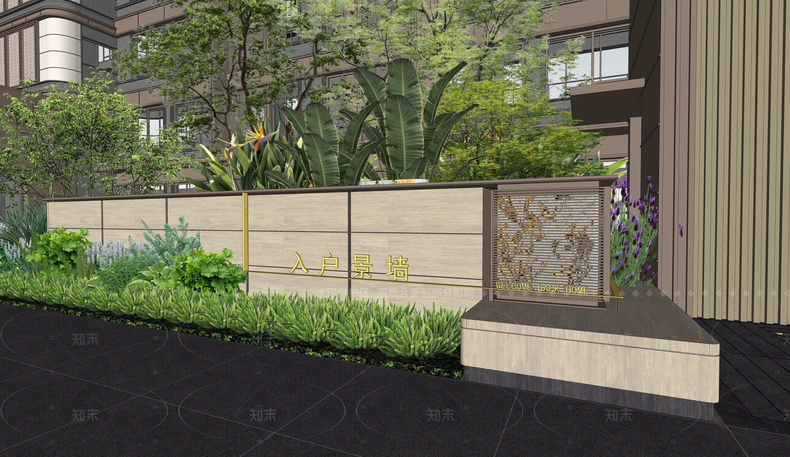 现代轻奢景墙SU模型下载【ID:1205818646】