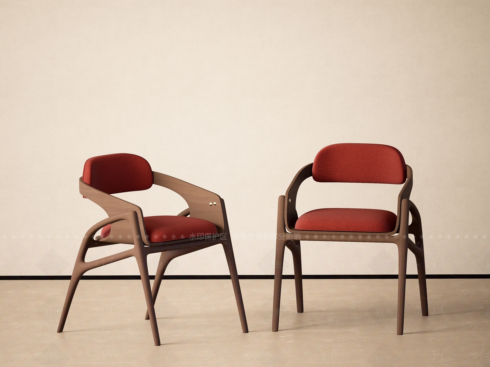 侘寂中古餐椅SU模型下载【ID:1205820290】