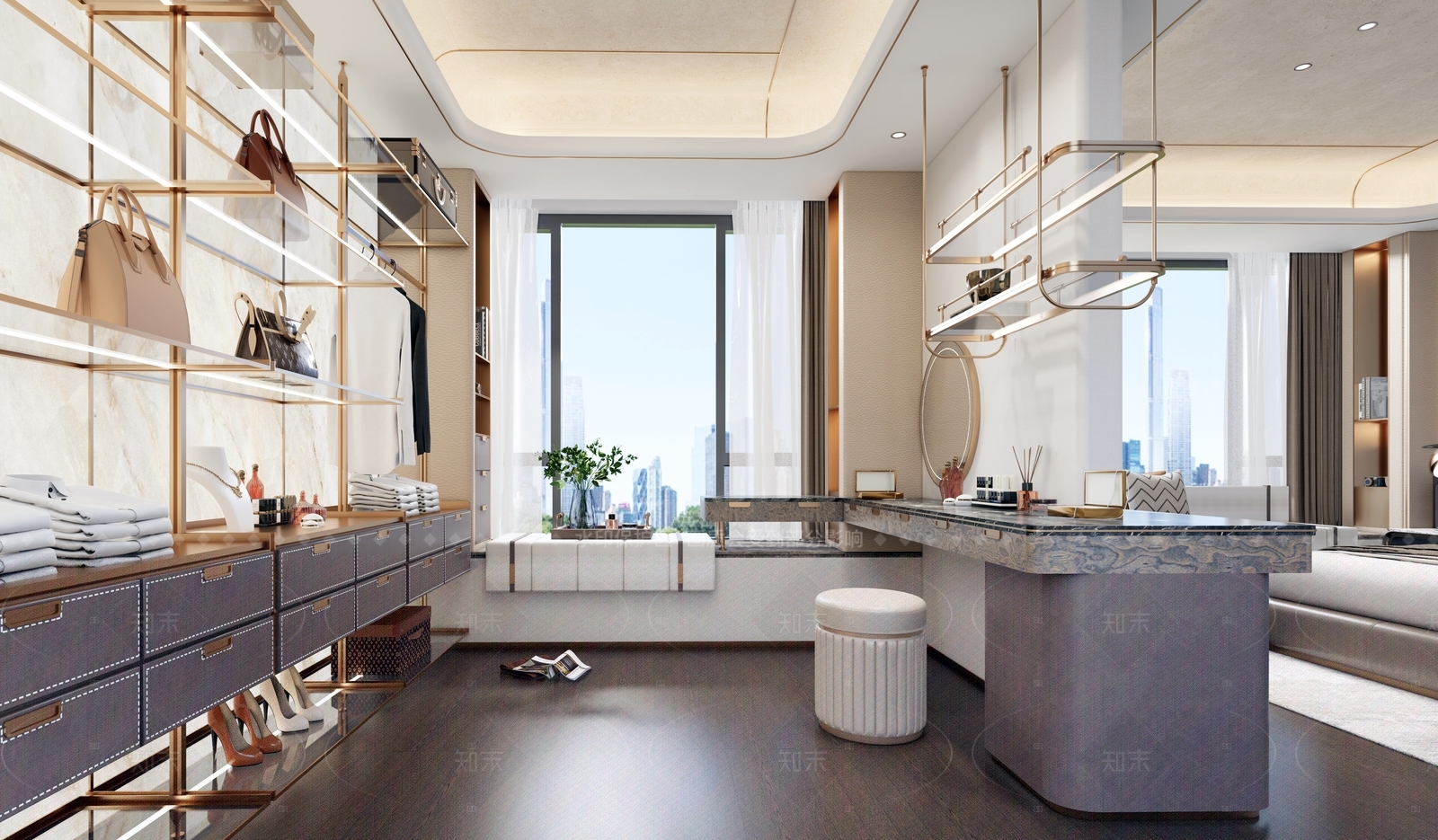 意式轻奢衣帽间SU模型下载【ID:1205820258】