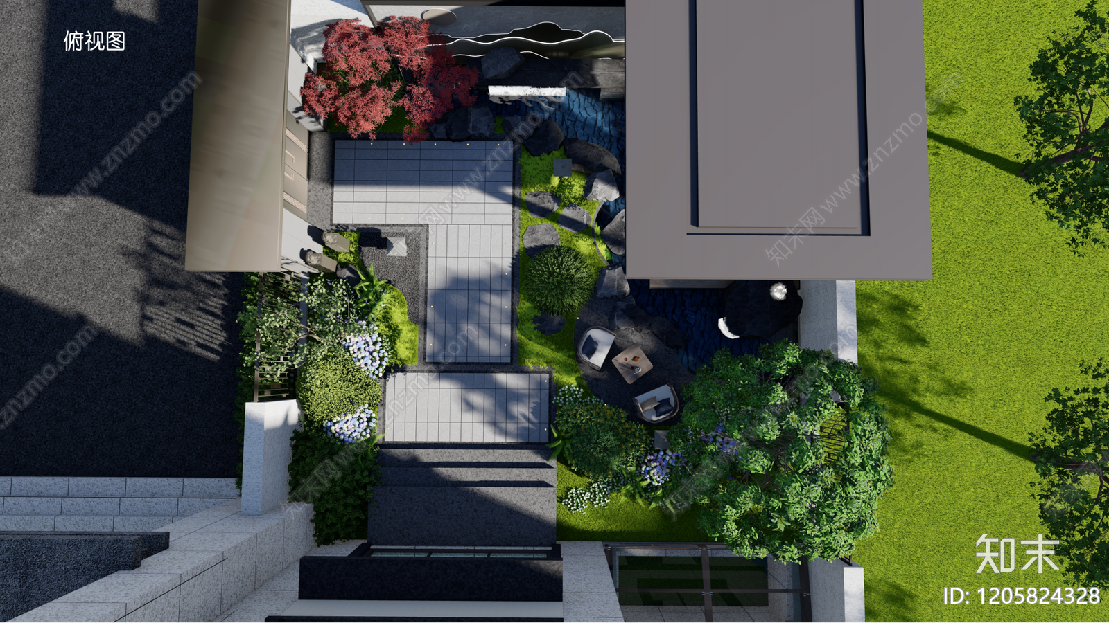 新中式禅意庭院景观下载【ID:1205824328】