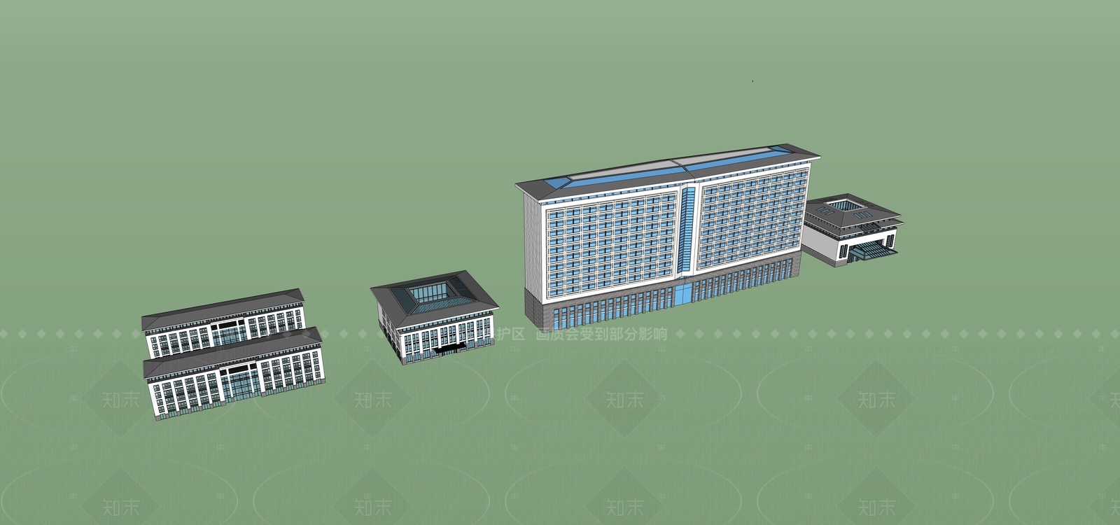新中式学校建筑SU模型下载【ID:1205825321】