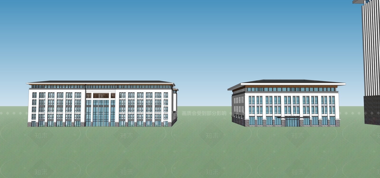 新中式学校建筑SU模型下载【ID:1205825321】