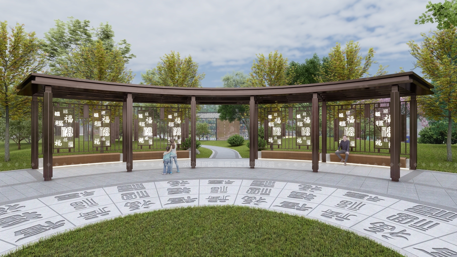 现代新中式廊架SU模型下载【ID:1205825657】