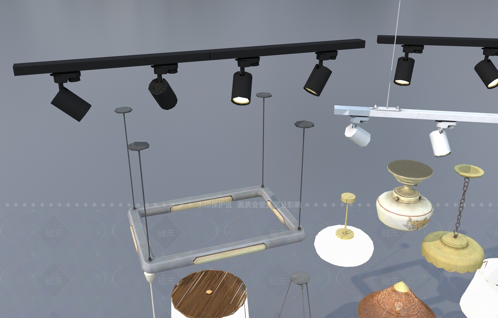 现代灯具组合3D模型下载【ID:1205825809】