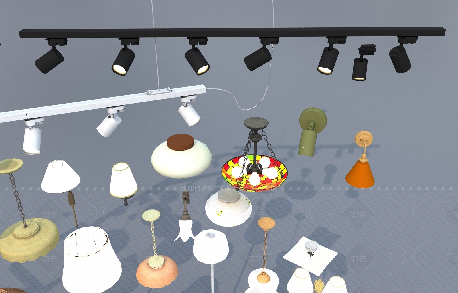 现代灯具组合3D模型下载【ID:1205825809】