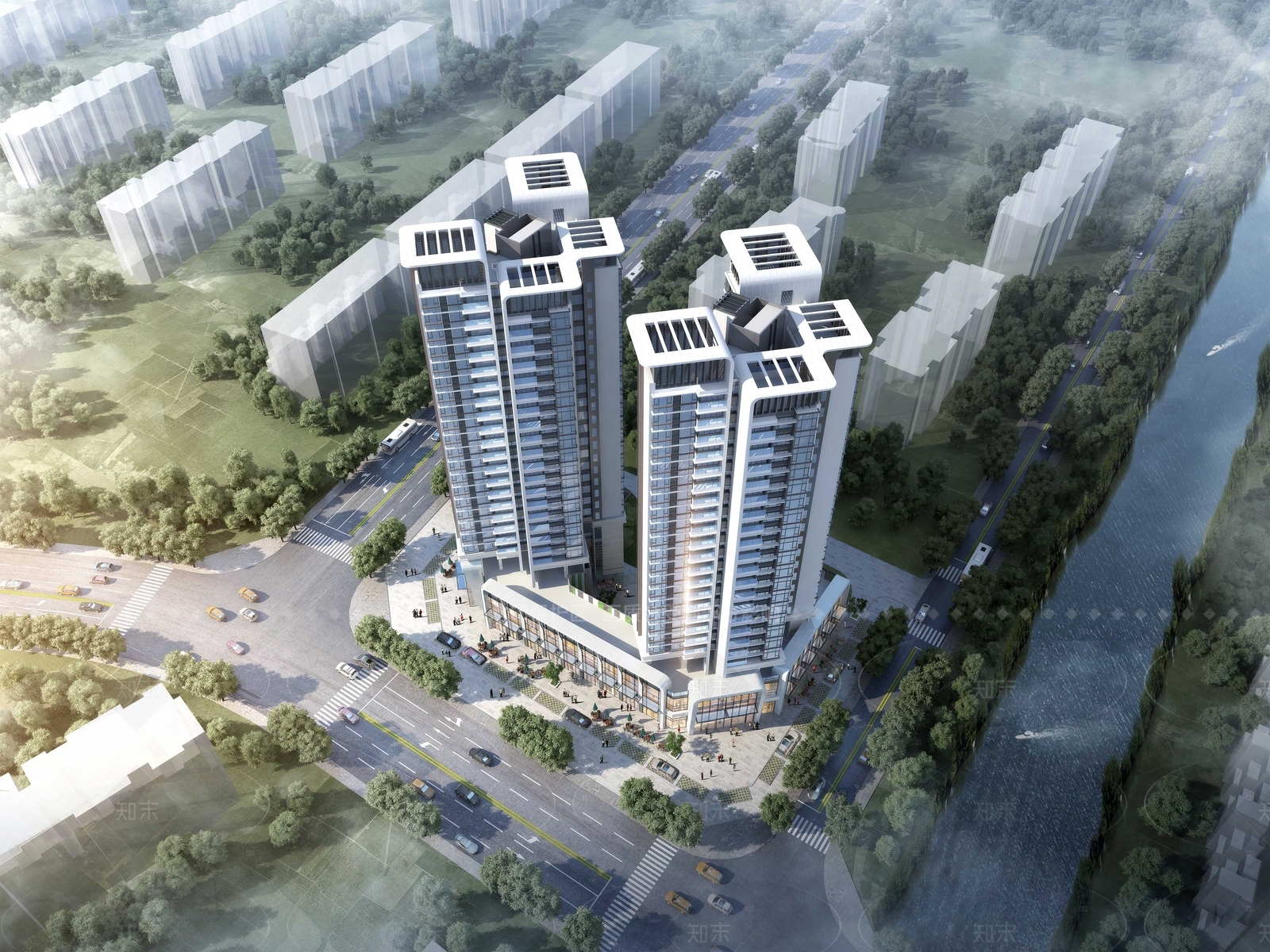 现代简约小区建筑SU模型下载【ID:1206295546】