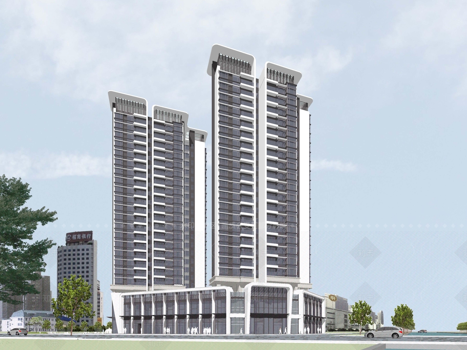 现代简约小区建筑SU模型下载【ID:1206295546】