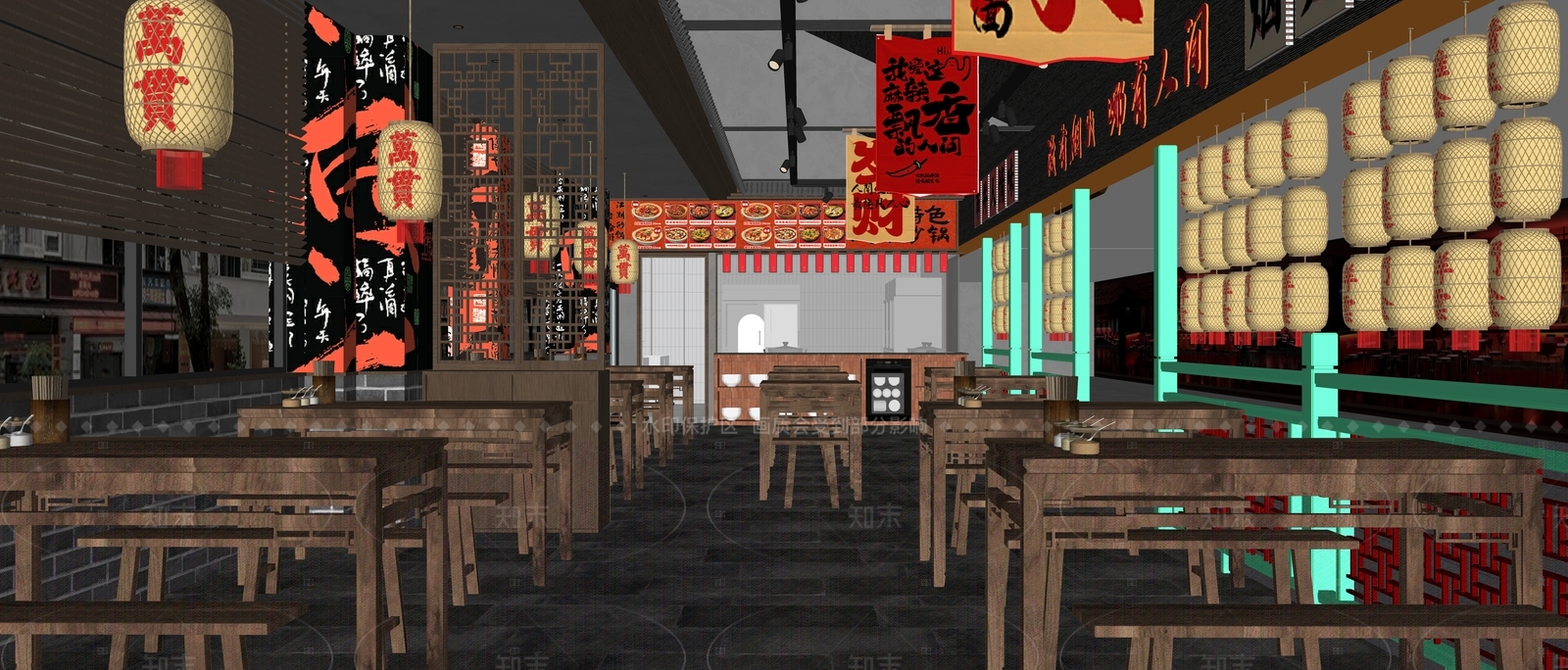 新中式中餐厅SU模型下载【ID:1205827558】