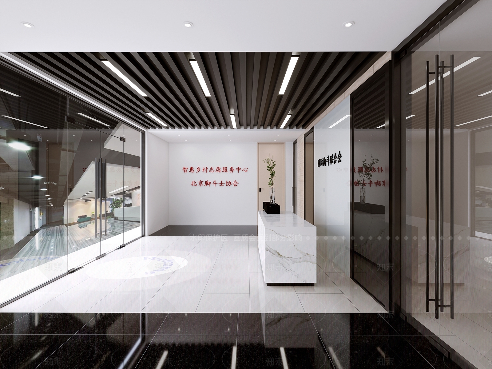 现代办公大厅3D模型下载【ID:1205827892】