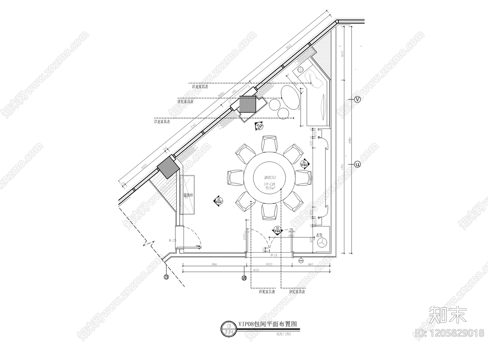 现代中餐厅cad施工图下载【ID:1205829018】