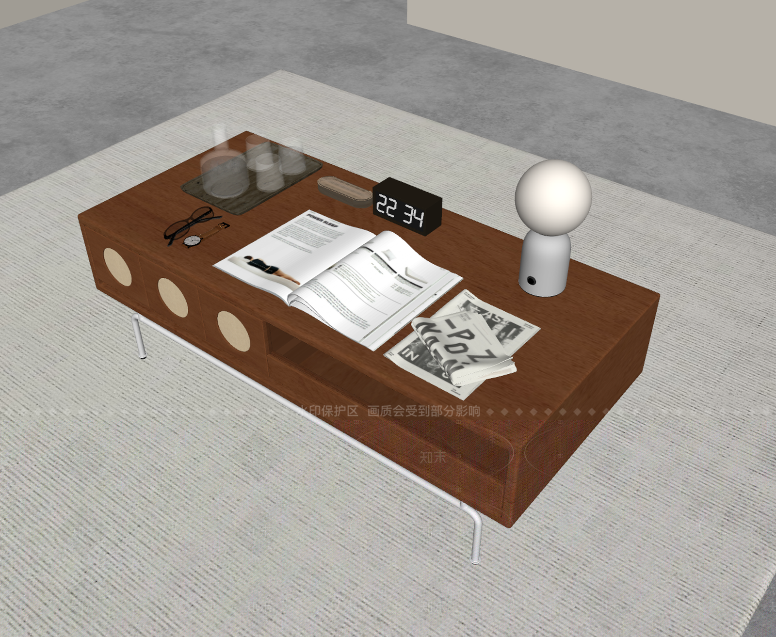 现代中古茶几SU模型下载【ID:1205830682】