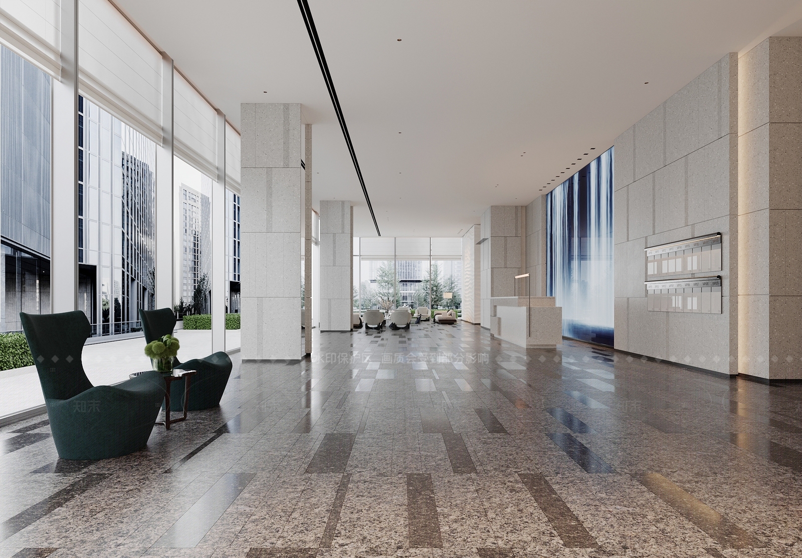 现代极简办公大厅3D模型下载【ID:1205830849】