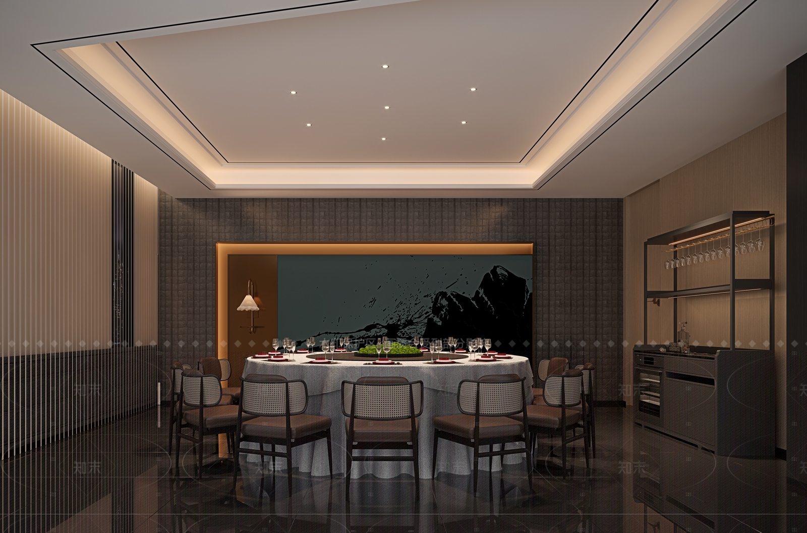 现代轻奢中餐厅3D模型下载【ID:1205831114】