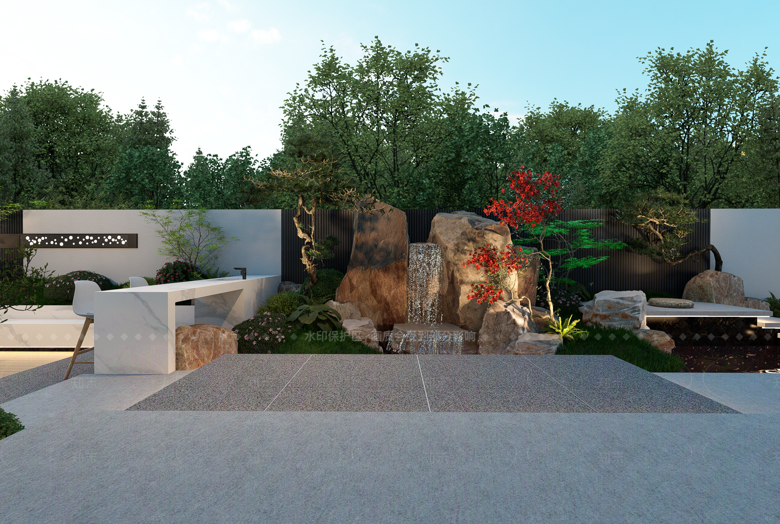 现代简约别墅庭院SU模型下载【ID:1205831612】