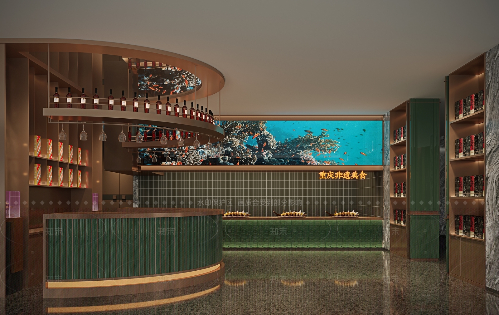 现代轻奢中餐厅3D模型下载【ID:1205832101】
