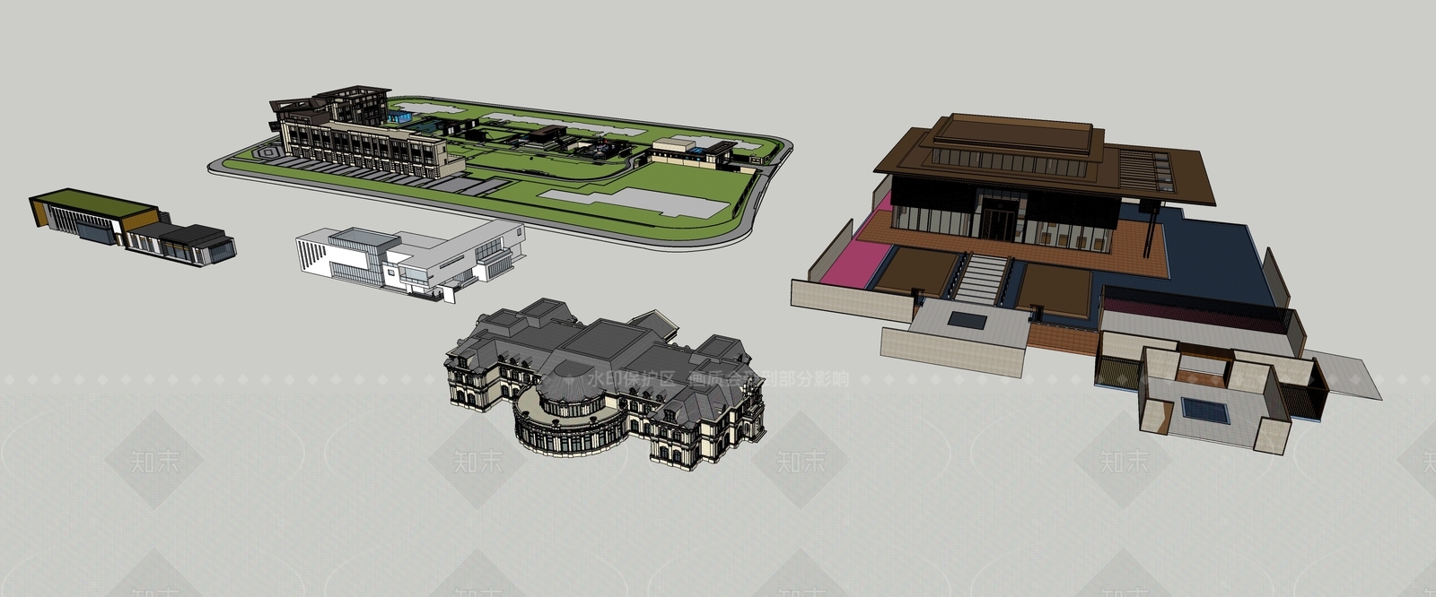 现代欧式售楼处建筑SU模型下载【ID:1205833141】