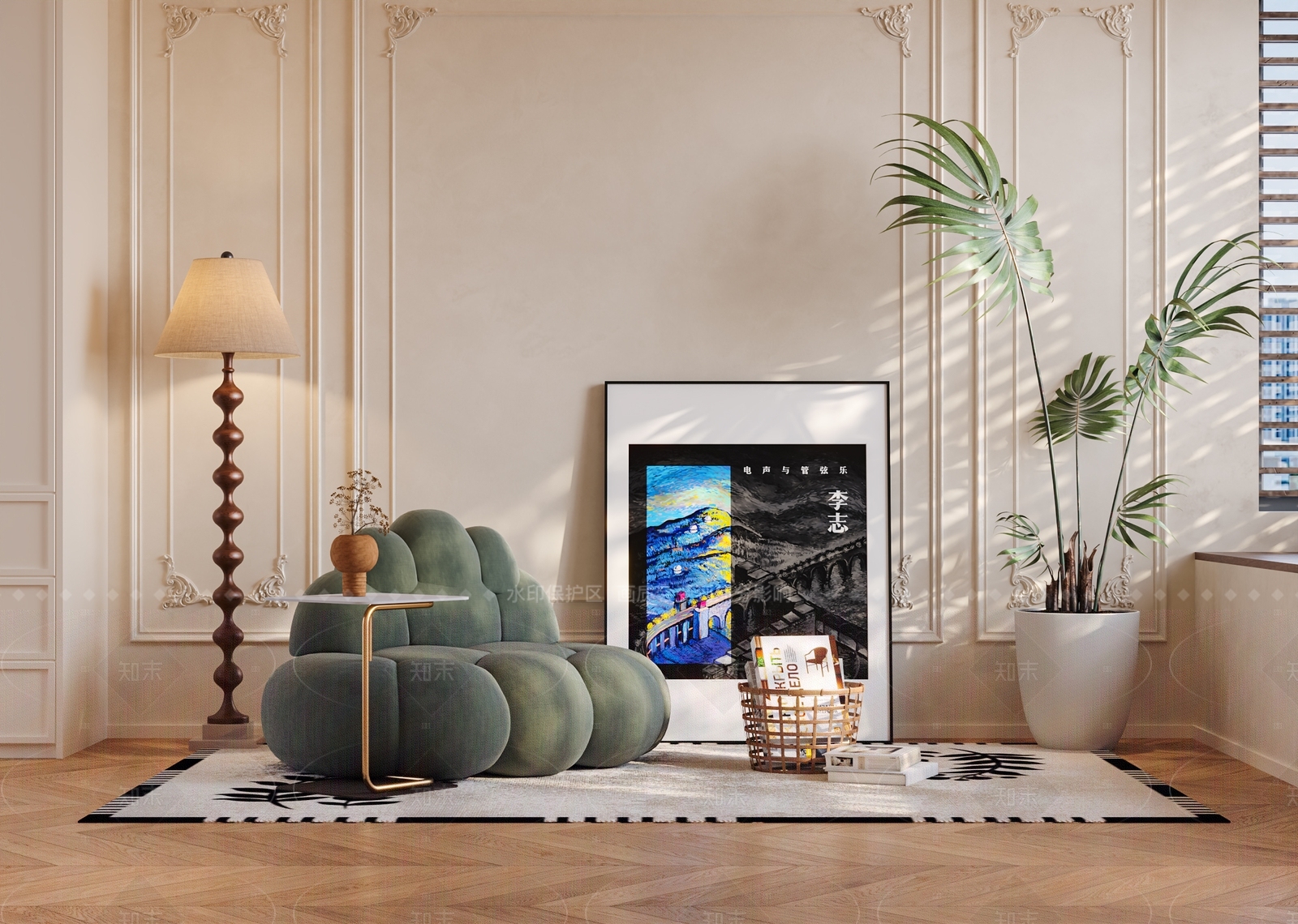 北欧奶油云朵沙发3D模型下载【ID:1205837589】