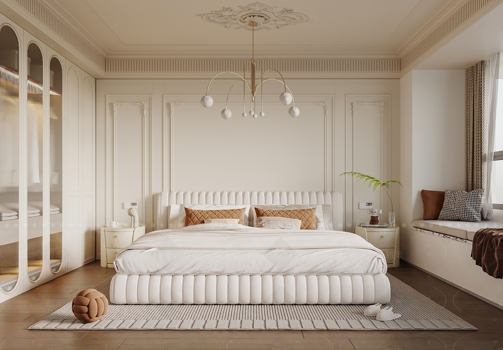 法式奶油家居卧室3D模型下载【ID:1205838114】