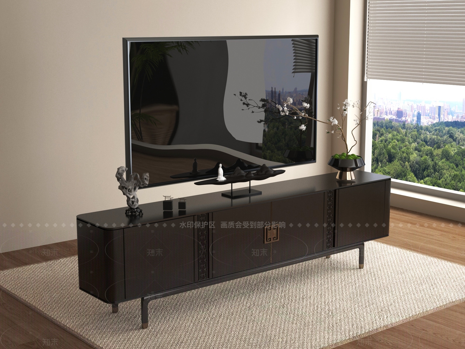新中式电视柜3D模型下载【ID:1205838857】