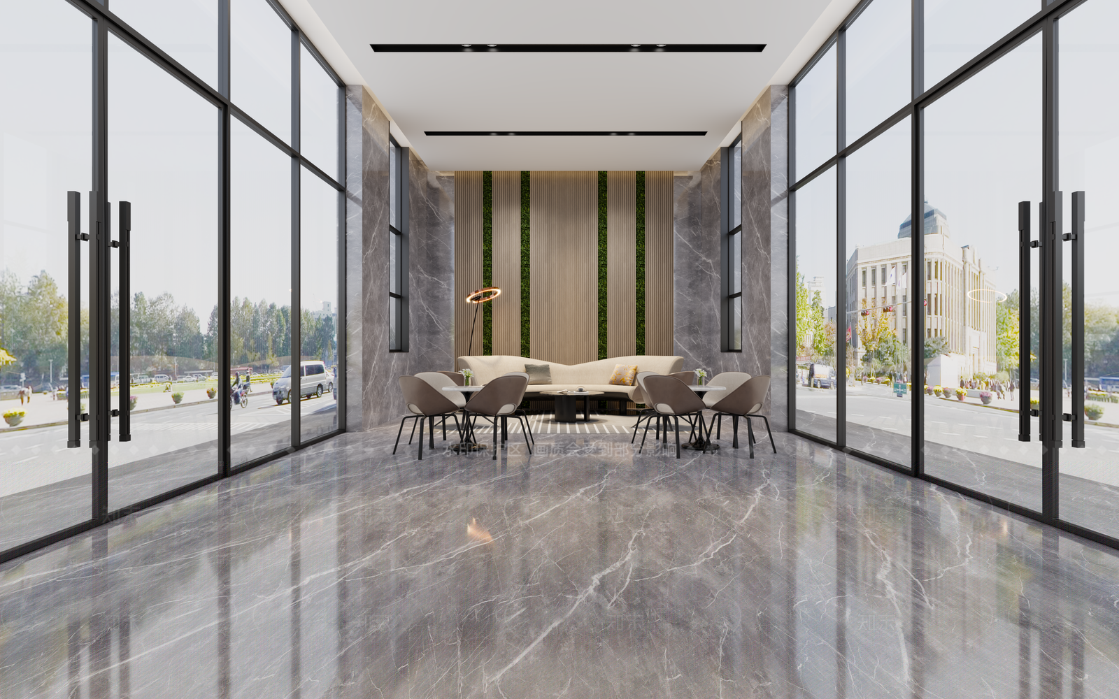 现代简约办公大厅3D模型下载【ID:1205839149】