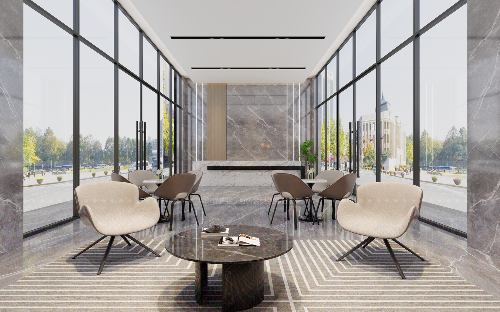 现代简约办公大厅3D模型下载【ID:1205839149】