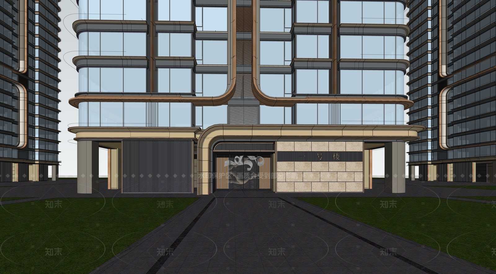 现代高层住宅SU模型下载【ID:1205839417】
