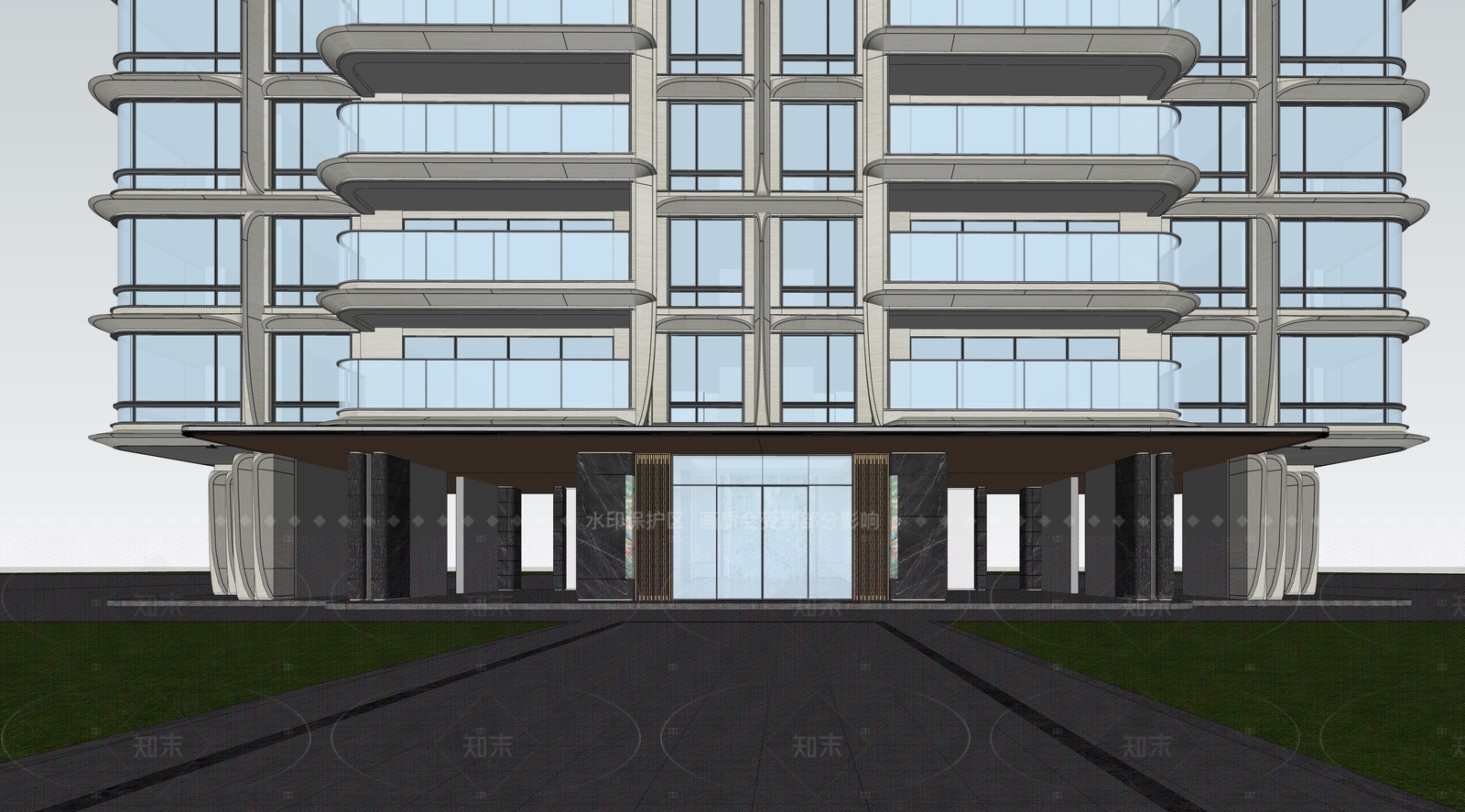 现代高层住宅SU模型下载【ID:1205839567】